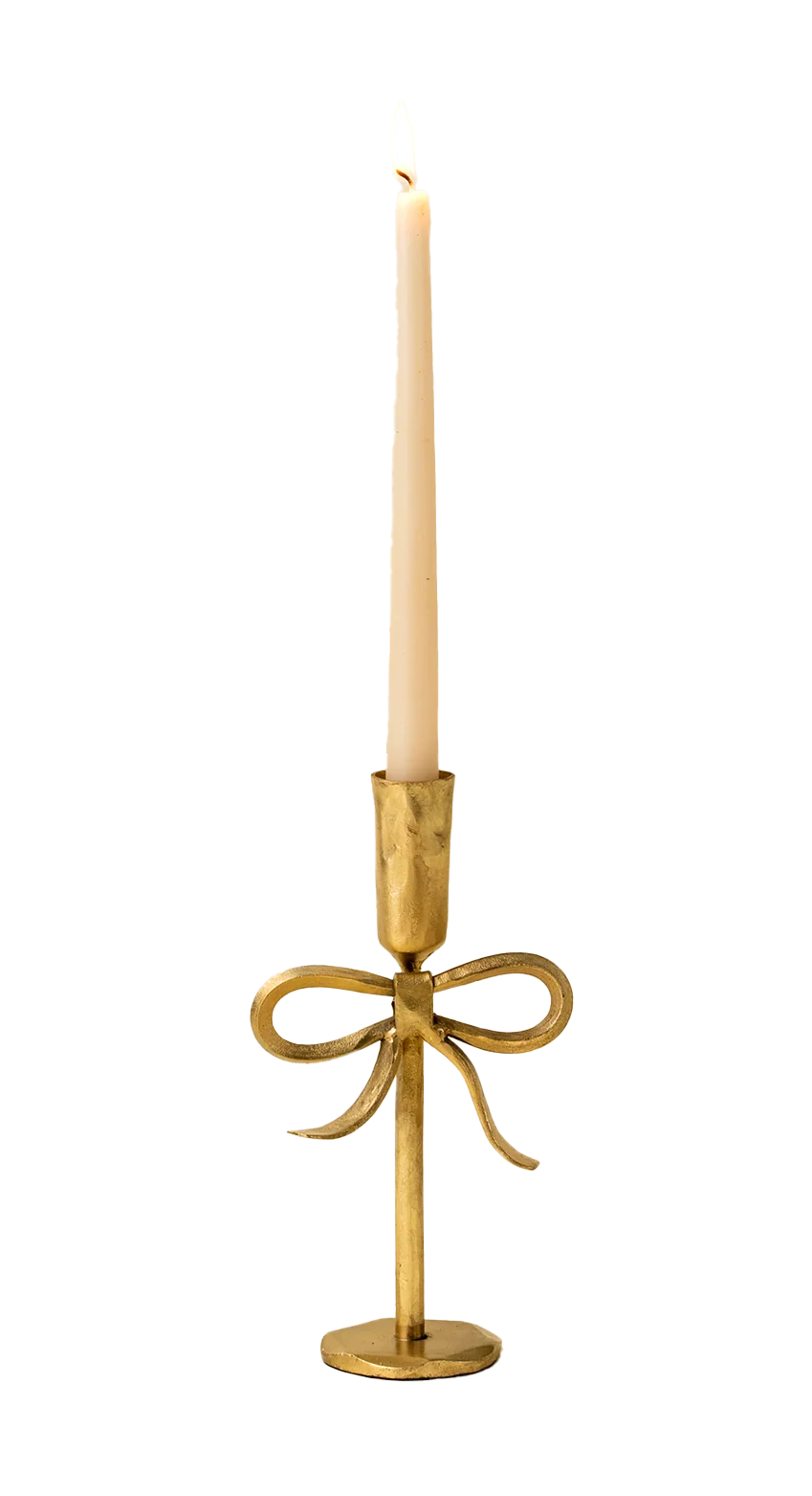 Brass Ribbon Taper Candle Holders