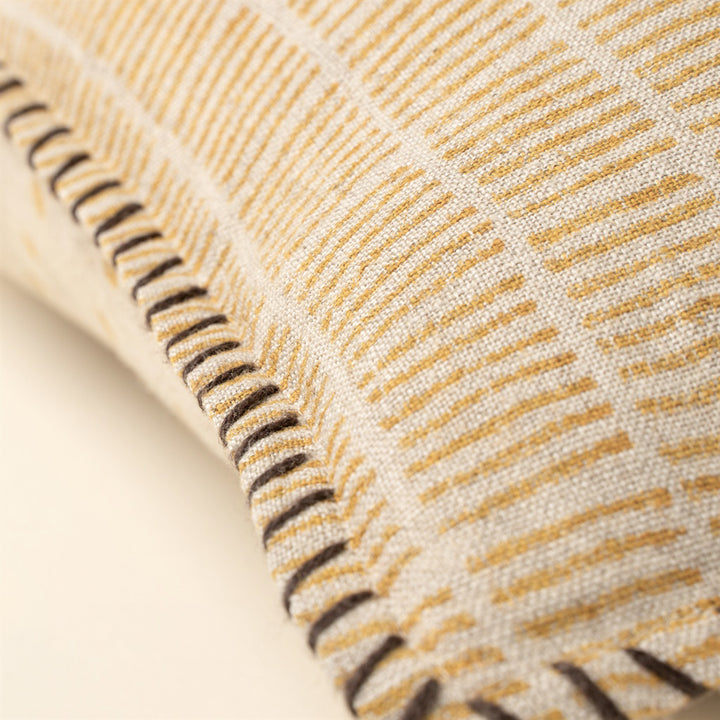 Sunflower dash and dot linen pillow