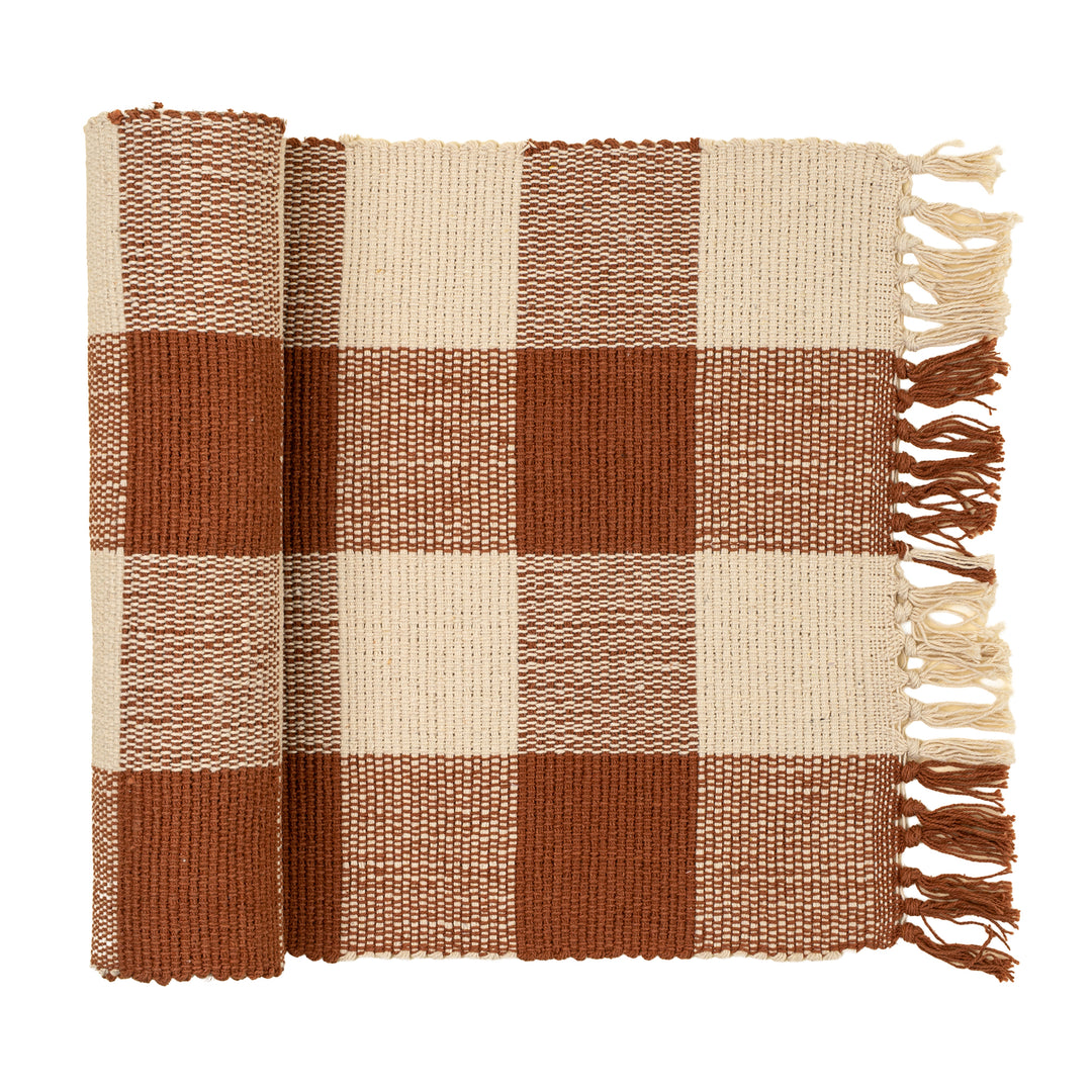 Rust Gingham Table Runner