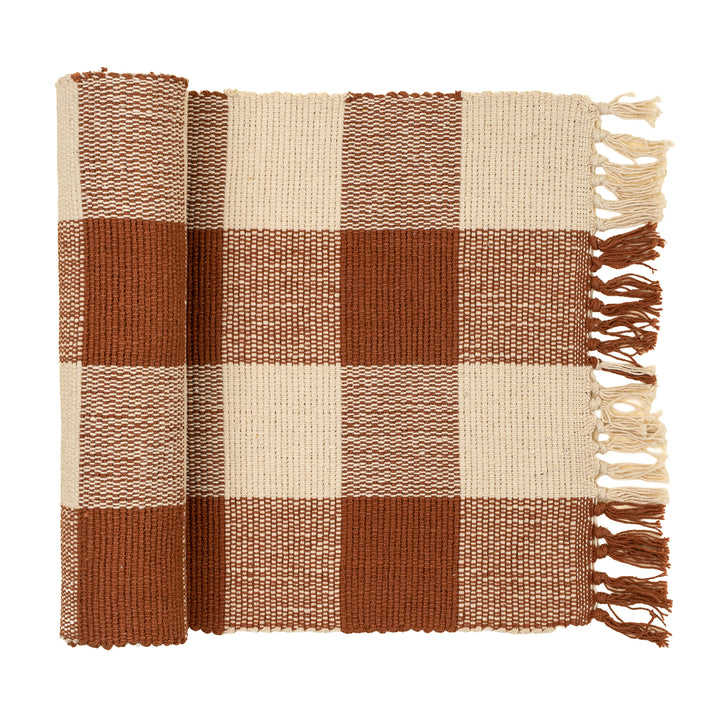 Rust Gingham Table Runner