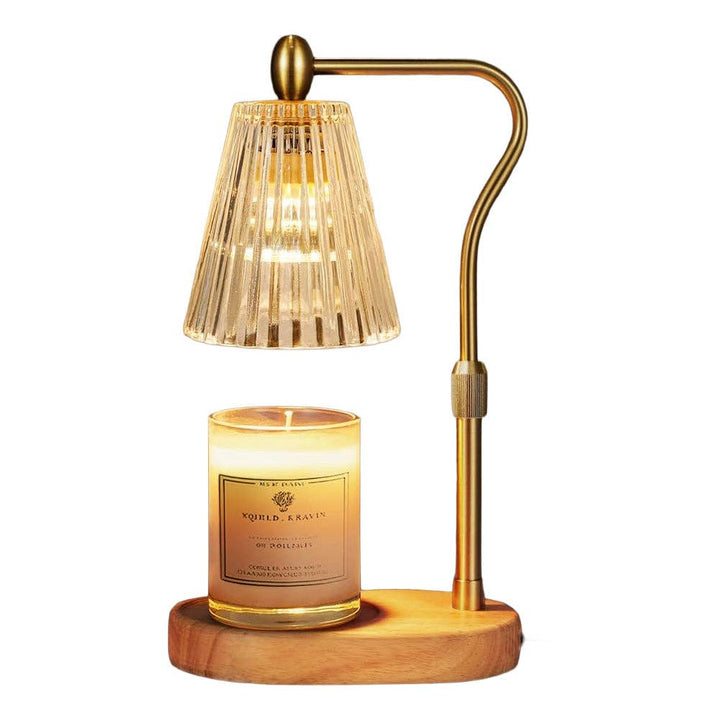 Fluted Glass Candle Warmer Lamp | Amber