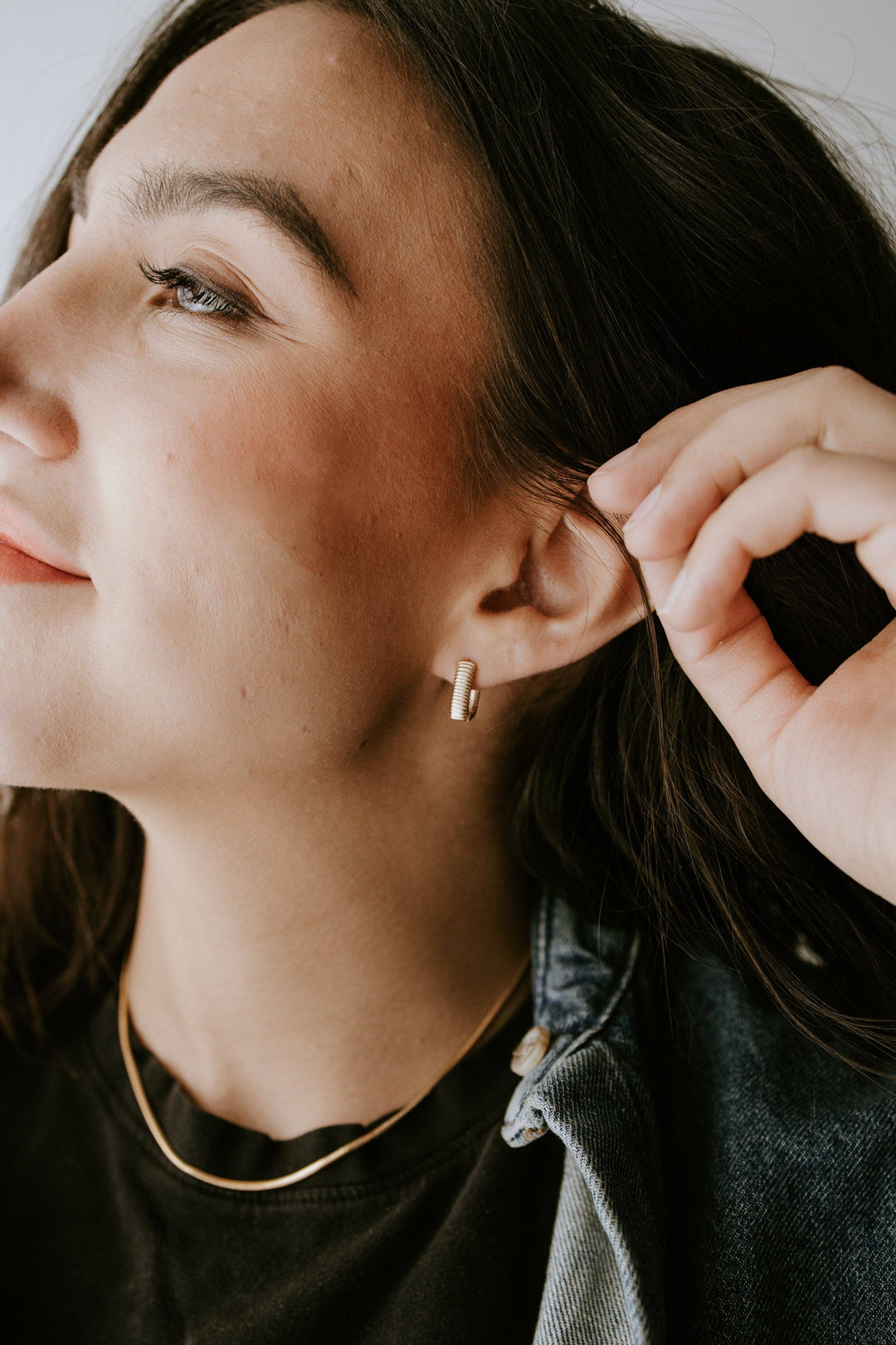 Pleated Gold Filled Huggie Hoop Earrings