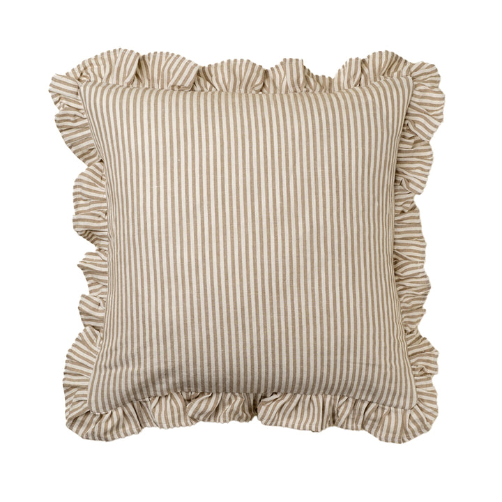 Ruffle Stripe Pillow · Beige