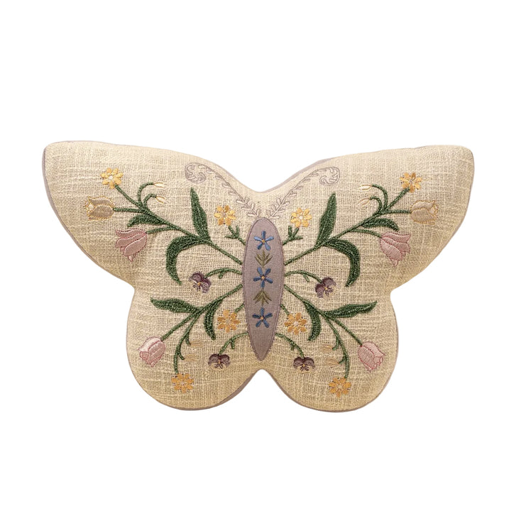 Embroidered Butterfly Shape Pillow