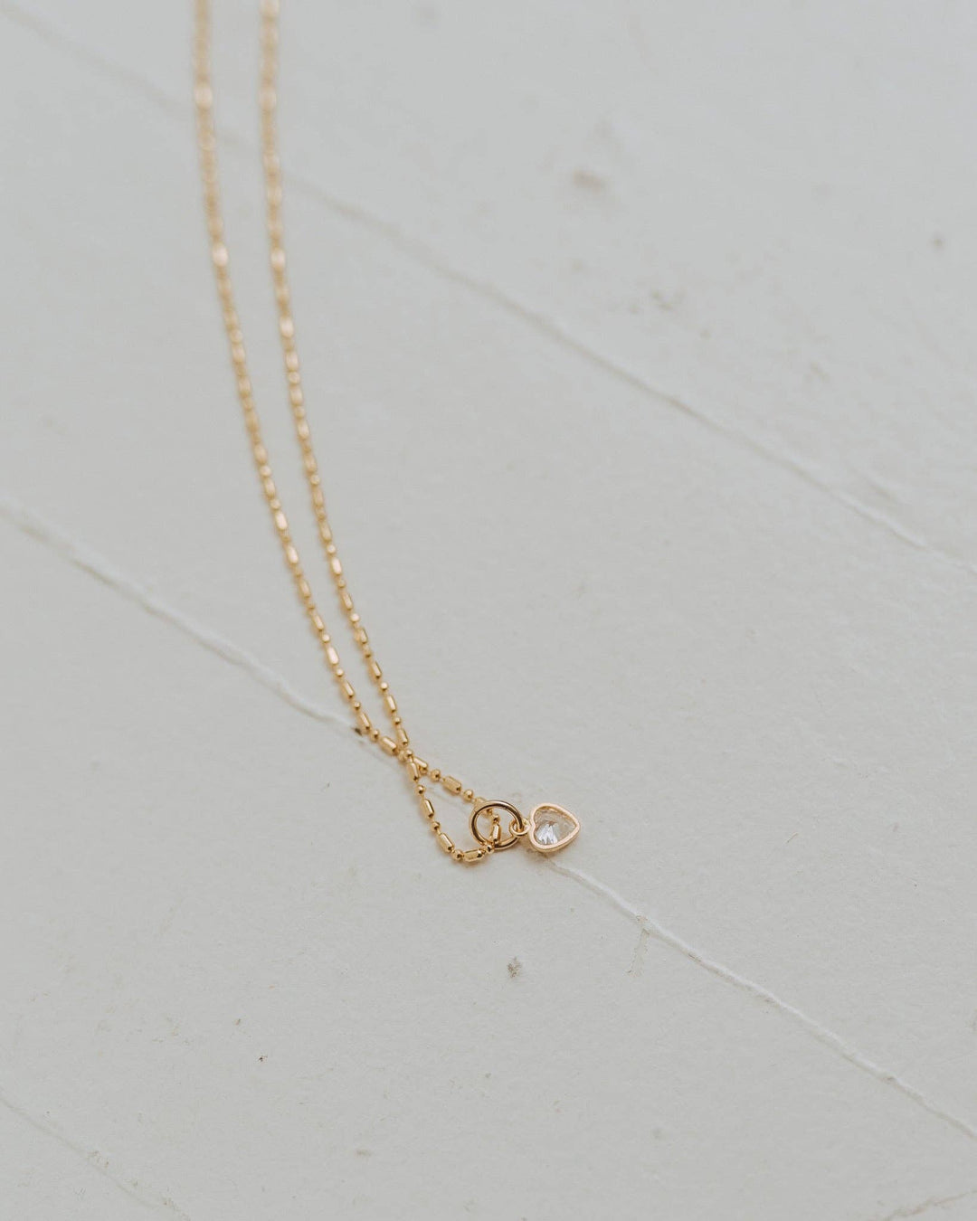 A Little Love Cubic Heart & Ball Bar Chain Necklace • Sydney Rose Co.