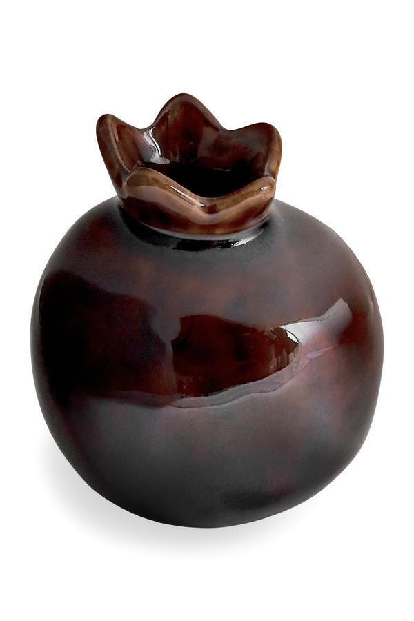 Pomegranate Vase in Chestnut Brown