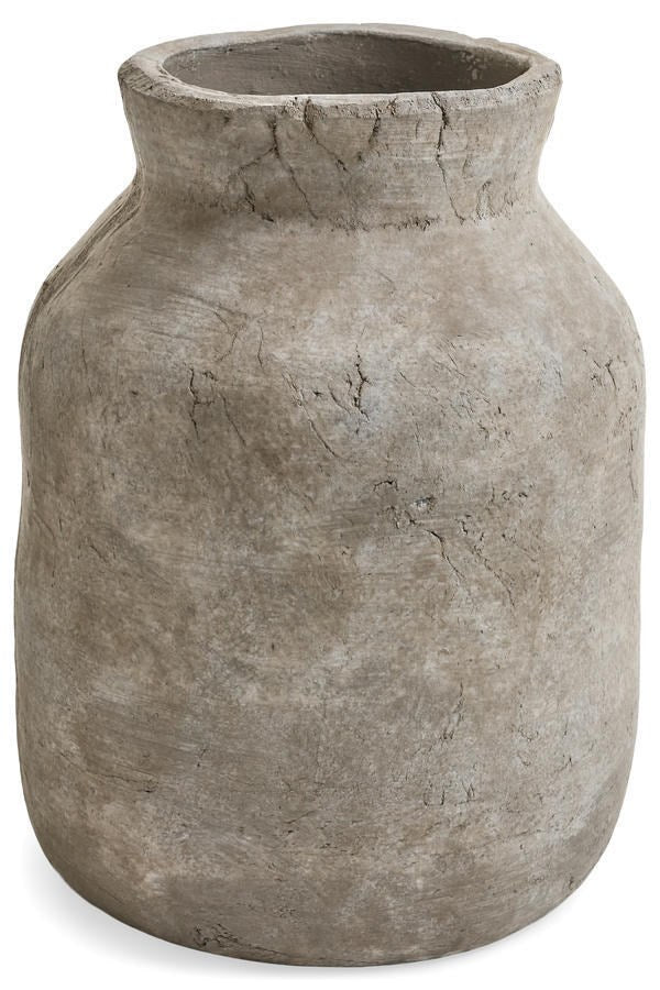 Textured Terracotta Vase in Greige Wash