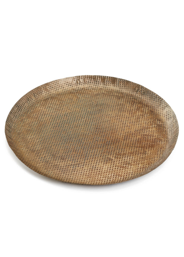 Round Textured Brass Tray