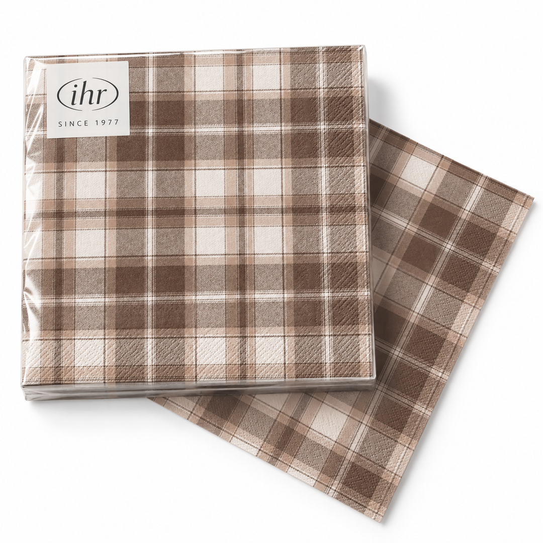 Brown Check Paper Napkins