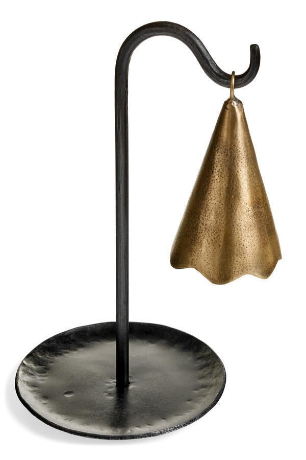 Sculptural Brass Bell on Iron Stand