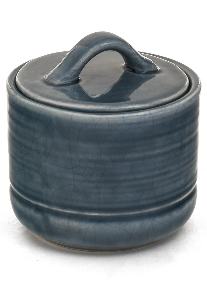 Indigo Glaze Sugar Jar with Lid