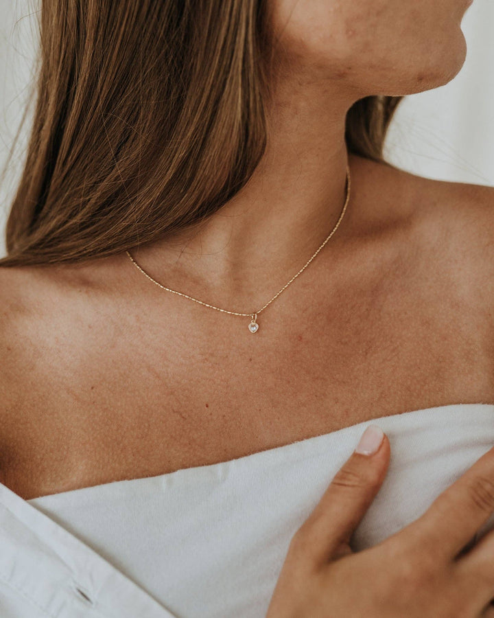 A Little Love Cubic Heart & Ball Bar Chain Necklace • Sydney Rose Co.