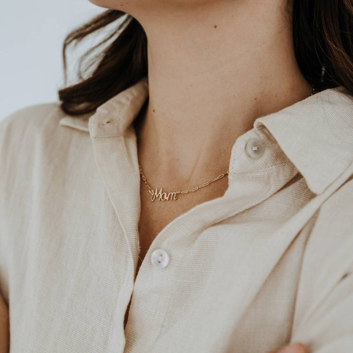 Mom Script Necklace