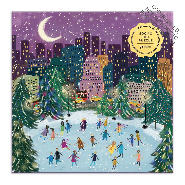 Merry Moonlight Skaters 500 Piece Foil Puzzle