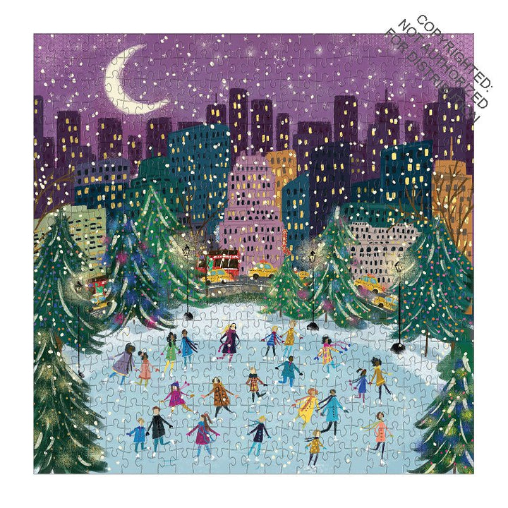 Merry Moonlight Skaters 500 Piece Foil Puzzle