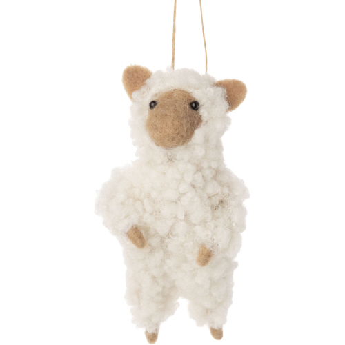 Ivory Wooly Sheep Ornament
