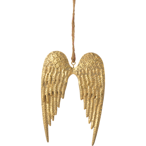 Angel Wings Antiqued Gold Metal Ornament