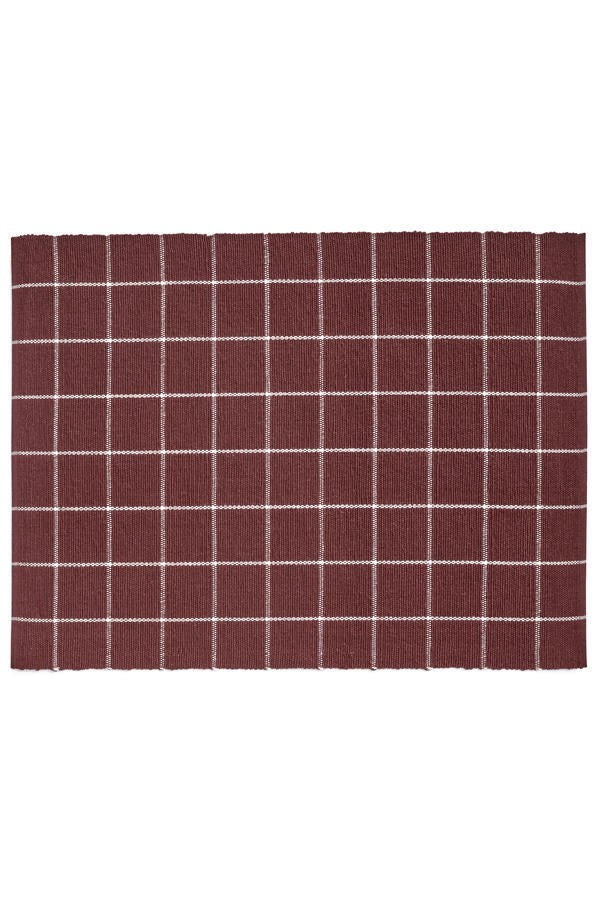 Set of 4 Bordeaux Windowpane Cotton Placemats