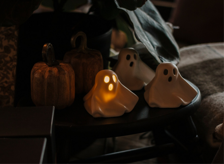 Stoneware Ghost with LED Light