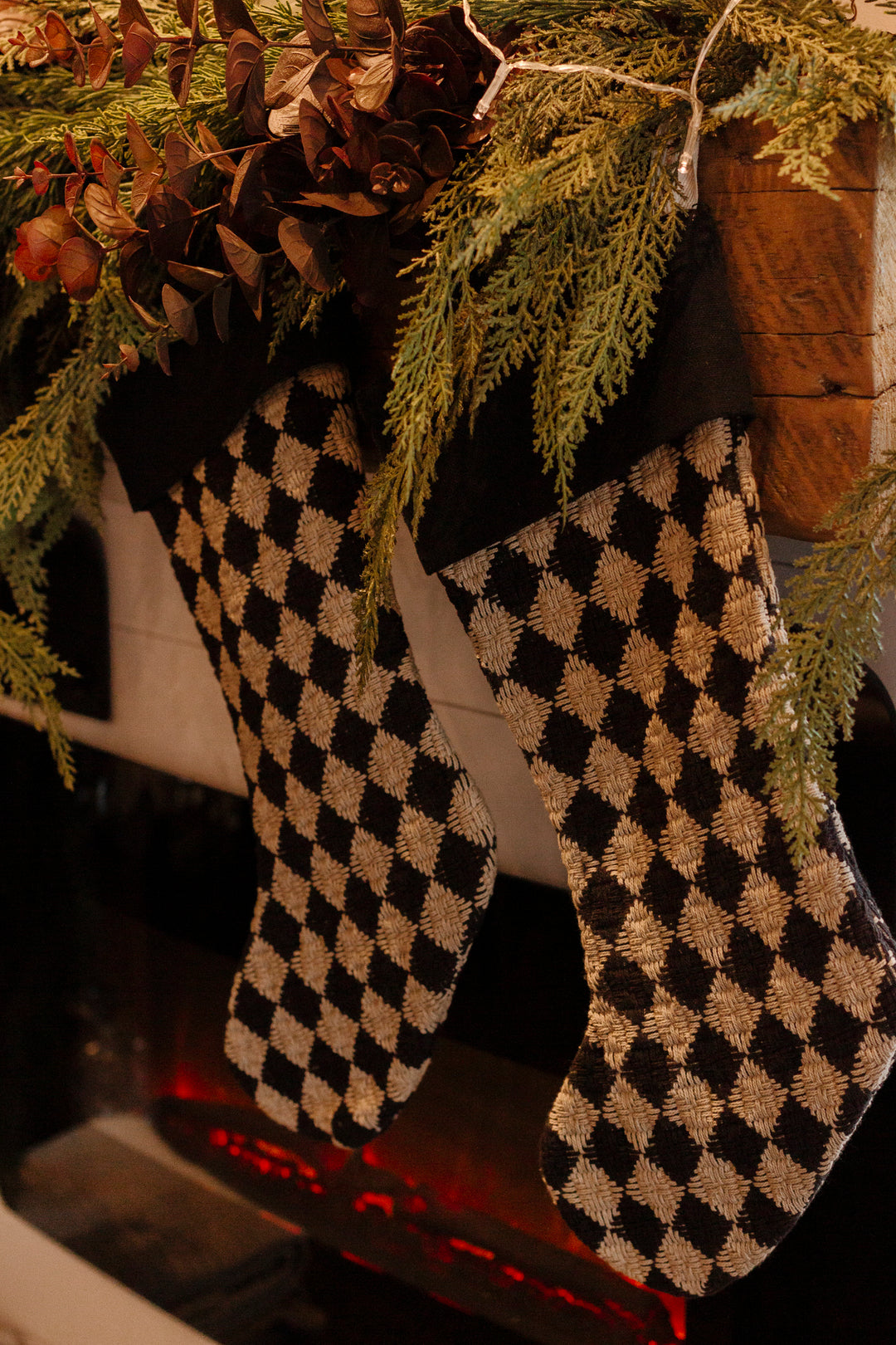 Black Check Weave Stocking