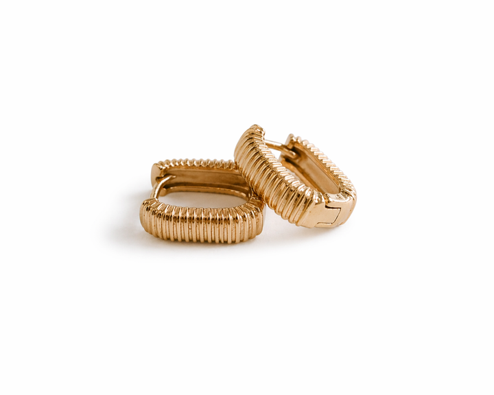Pleated Gold Filled Huggie Hoop Earrings