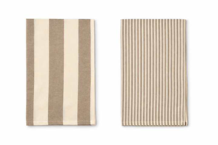 Striped Cotton Tea Towel · Stone