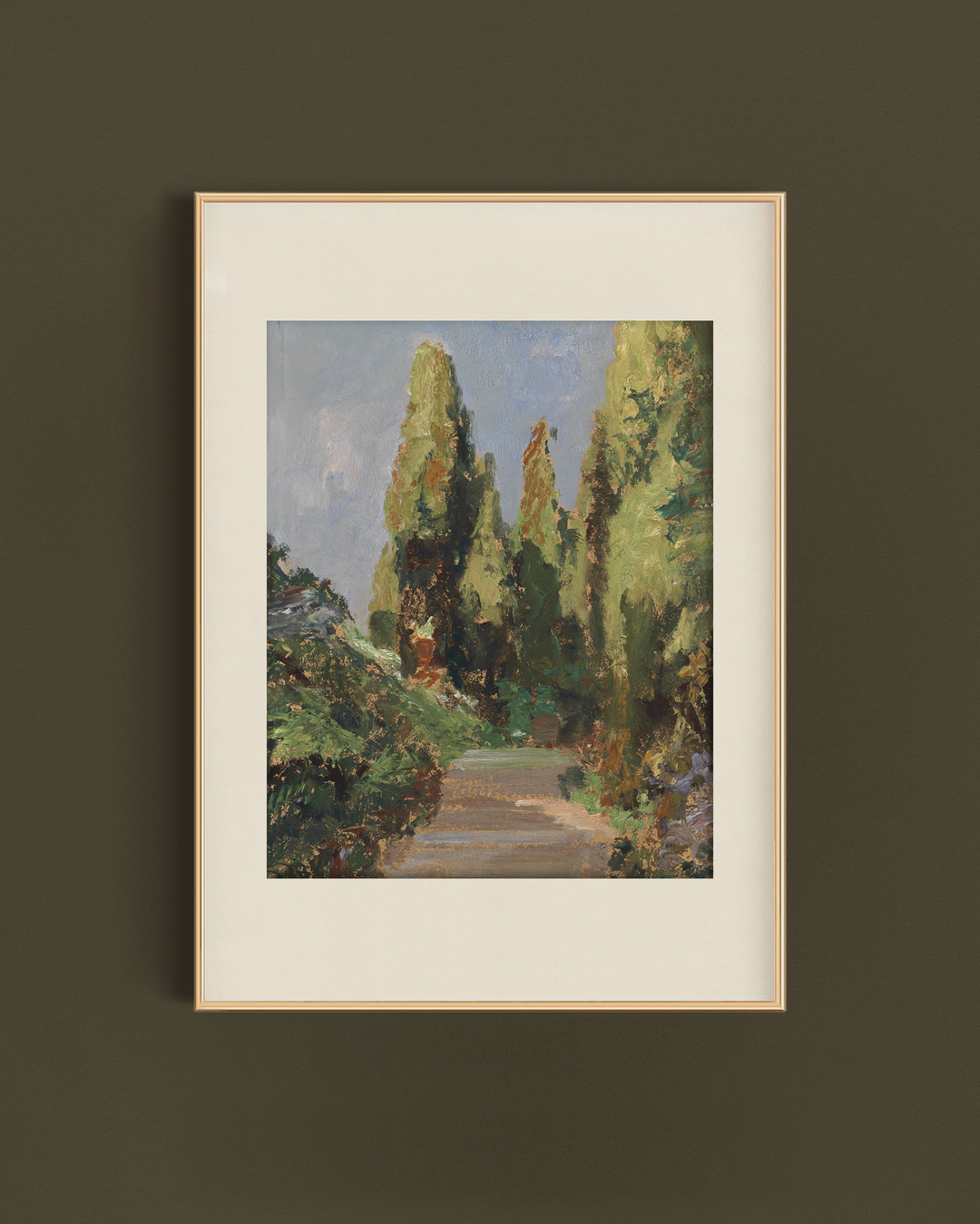 Vintage Cypress Garden Landscape Art Print