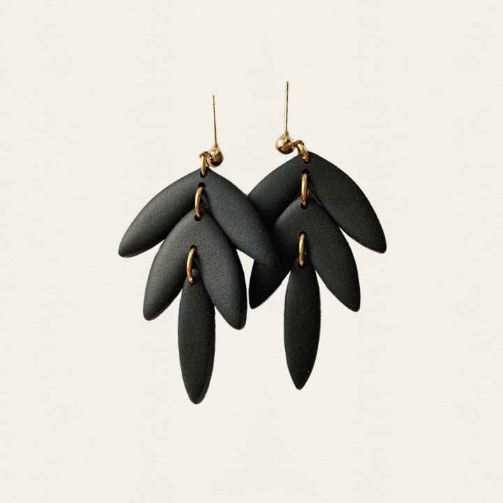 Black Dahlia Clay Earrings