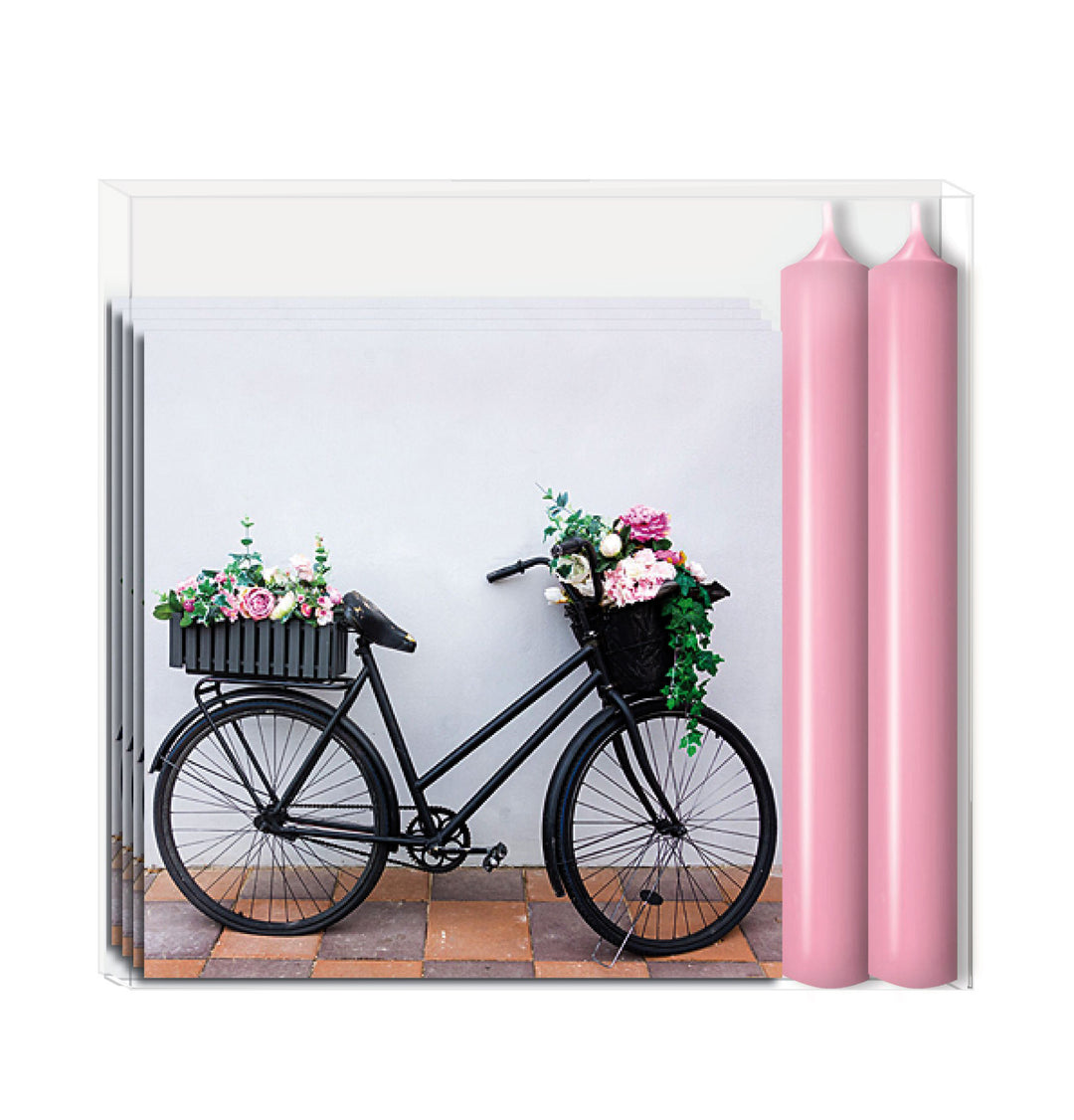 Napkin & Candle Set: Spring Bicycle