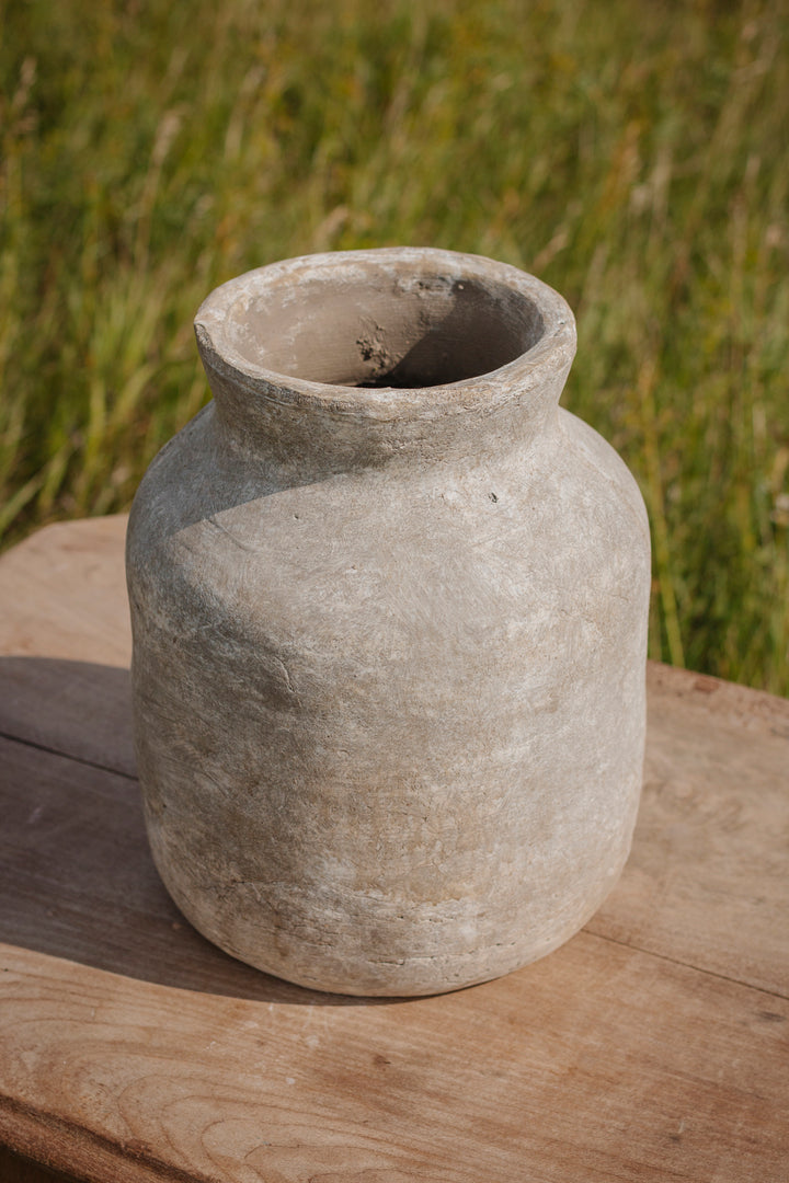 Textured Terracotta Vase in Greige Wash
