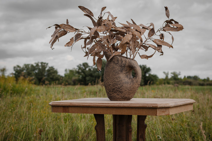 Sculptural Handle Vase in Earth Brown