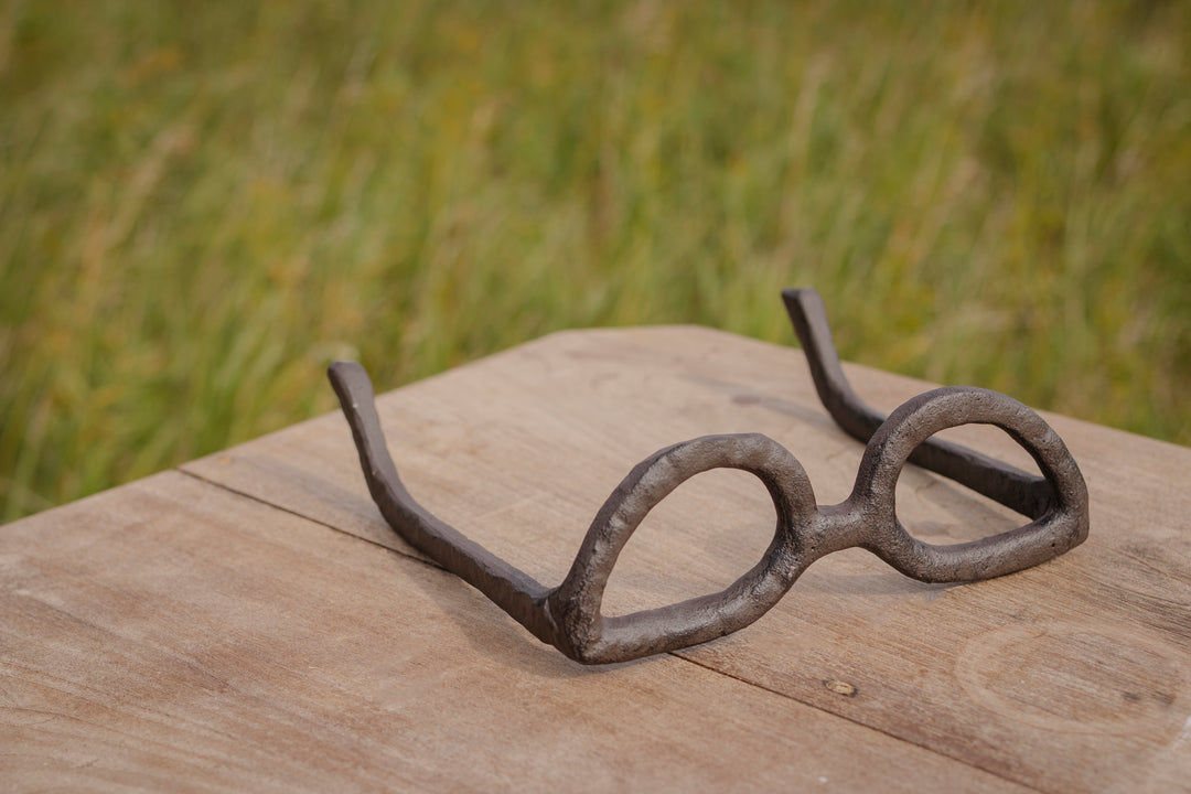 Cast Iron Spectacles Sculpture in Antiqued Black