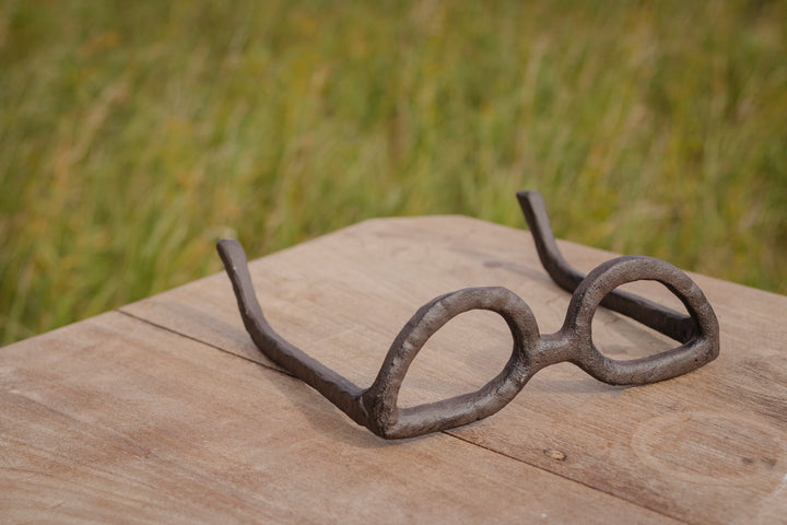 Cast Iron Spectacles Sculpture in Antiqued Black