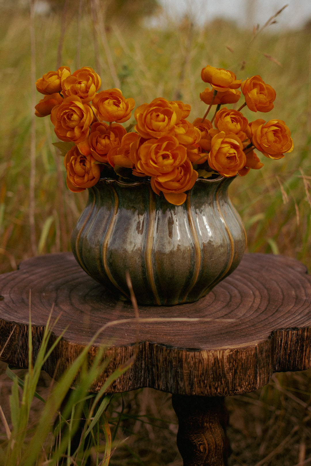 Meadow Ruffle Olive Vase