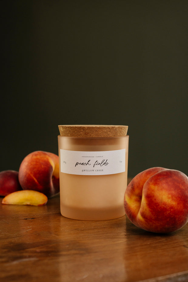 Peach Fields Wooden Wick Candle