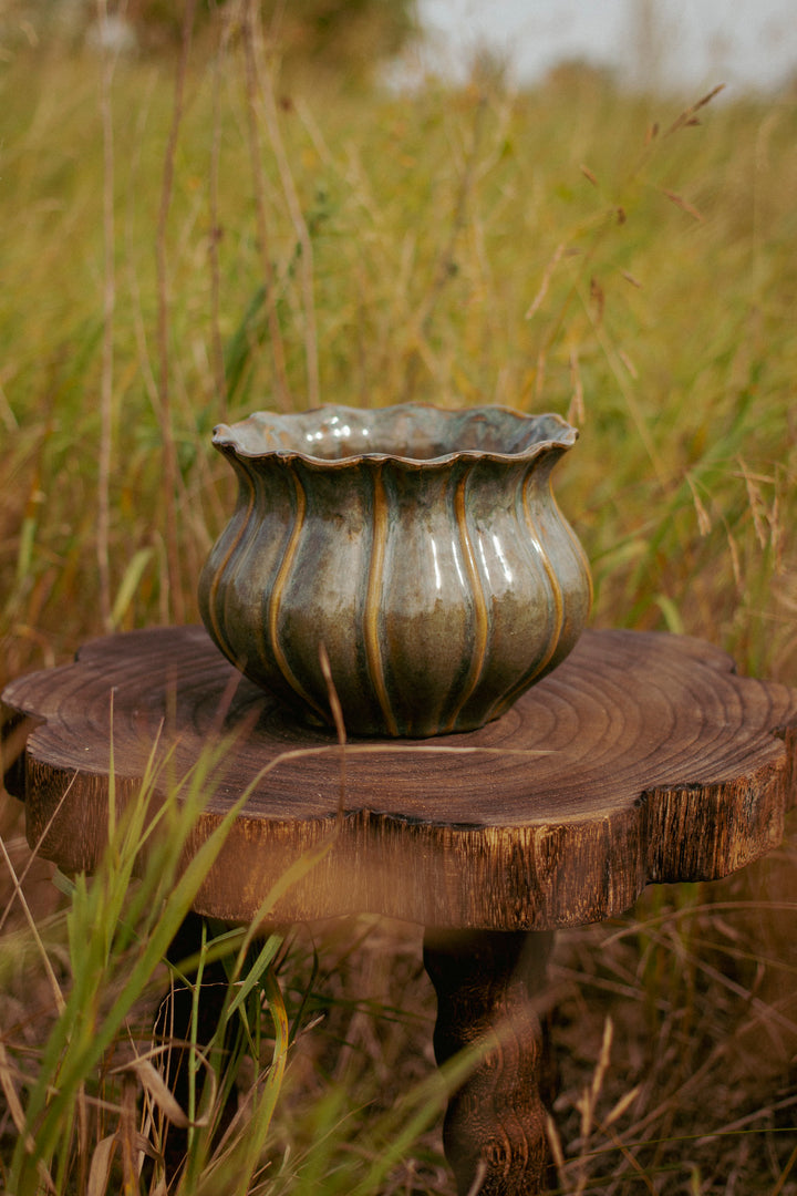 Meadow Ruffle Olive Vase