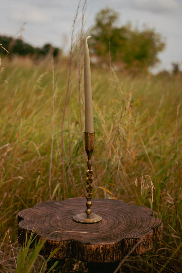 Antique Brass Bobbin Taper Holder