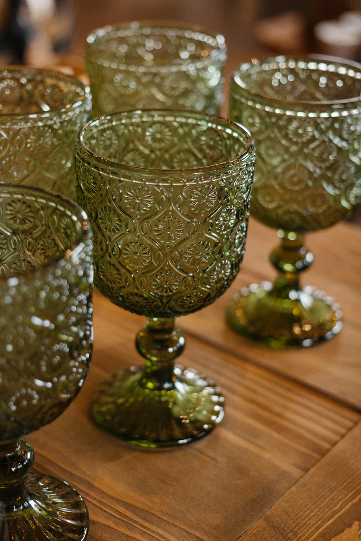 Olive Lace Goblet Set