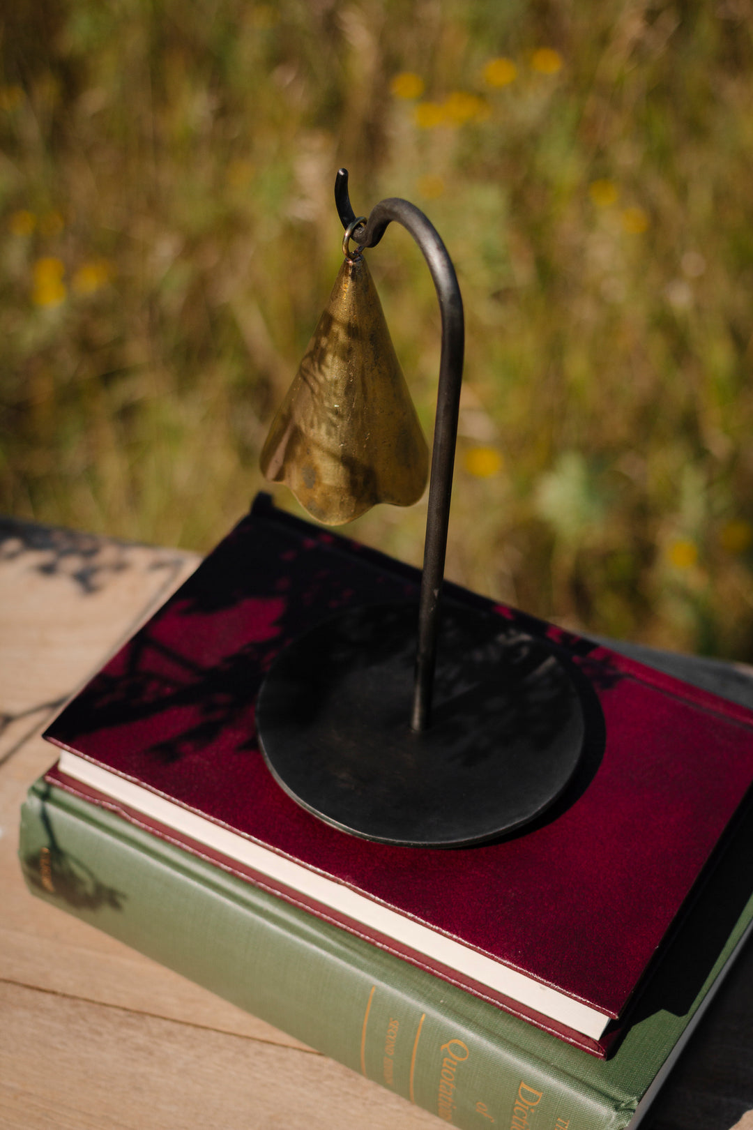 Sculptural Brass Bell on Iron Stand