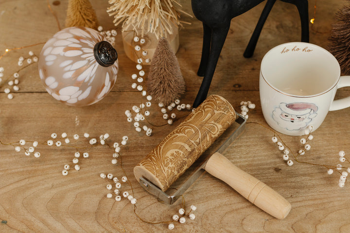 Festive Beech Wood Rolling Pin