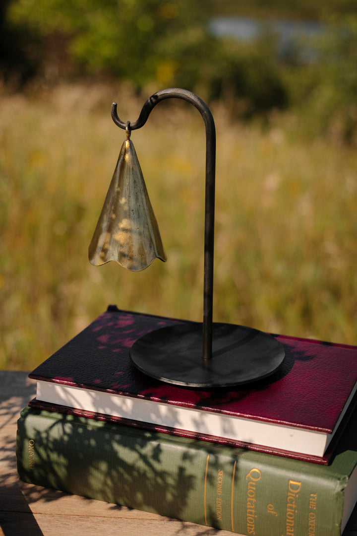 Sculptural Brass Bell on Iron Stand