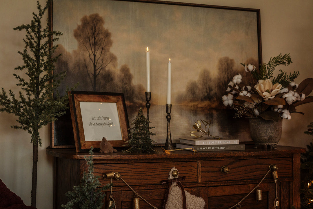 Faux Slim Pine Tree with Metal Base