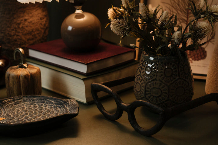 Cast Iron Spectacles Sculpture in Antiqued Black