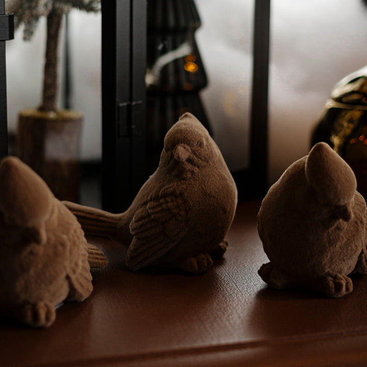 Taupe Flocked Resin Cardinal