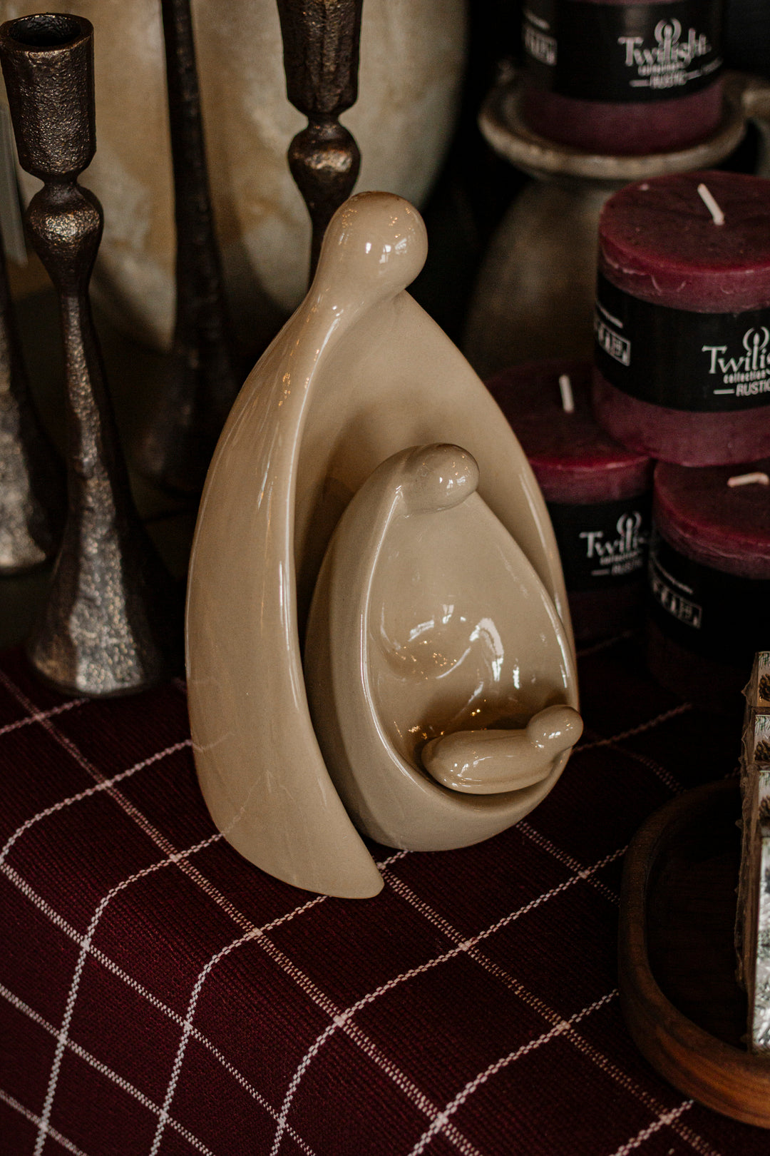 Minimalist Stoneware Holy Family