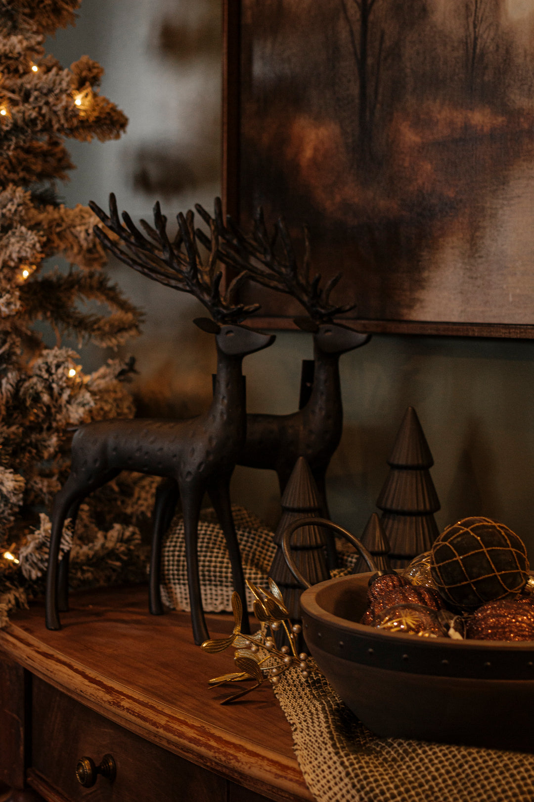 Sculpted Black Resin Deer