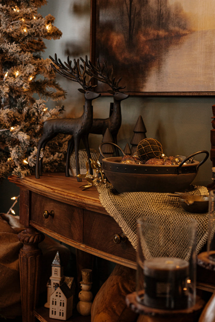 Sculpted Black Resin Deer