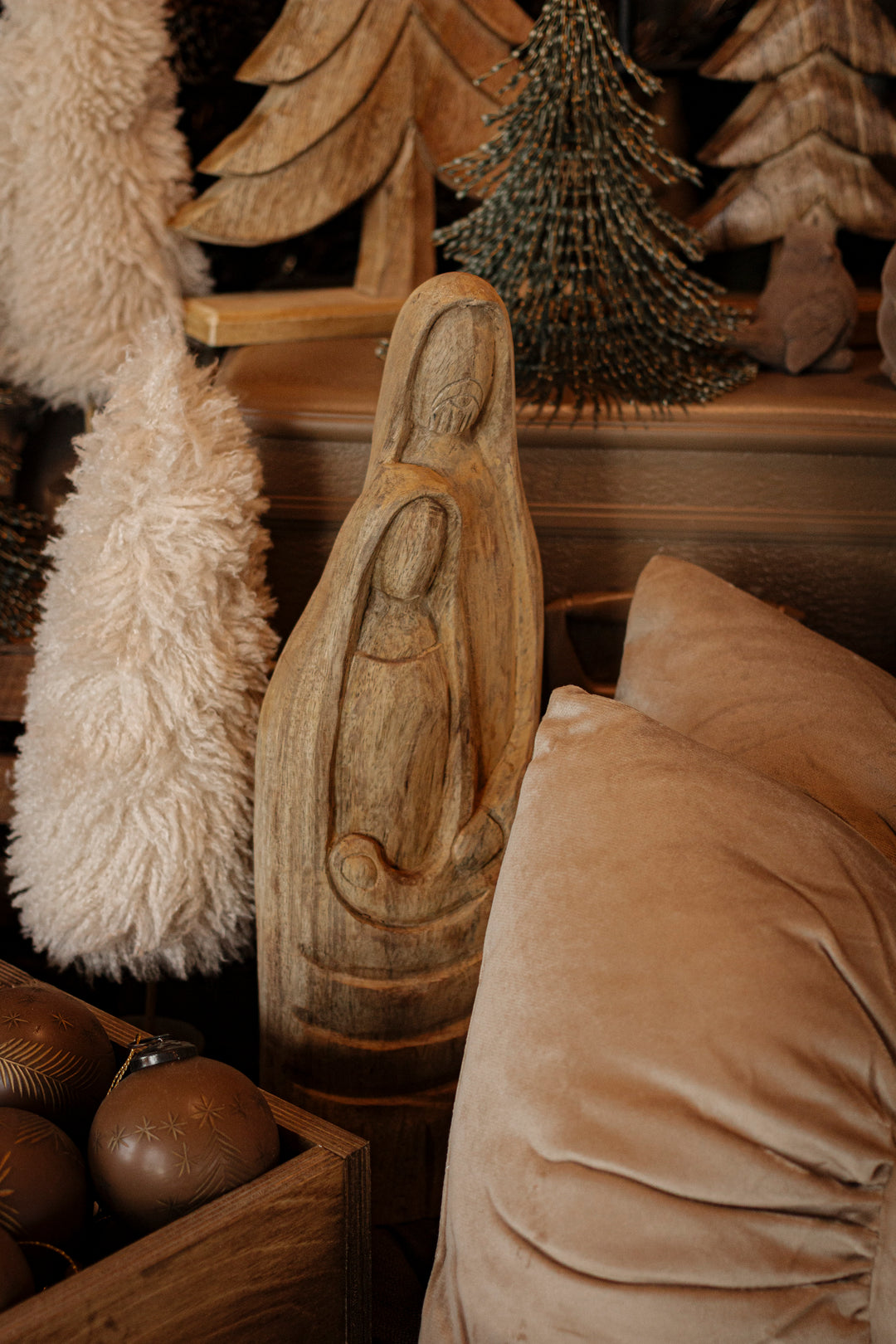 Hand-Carved Mango Wood Holy Family