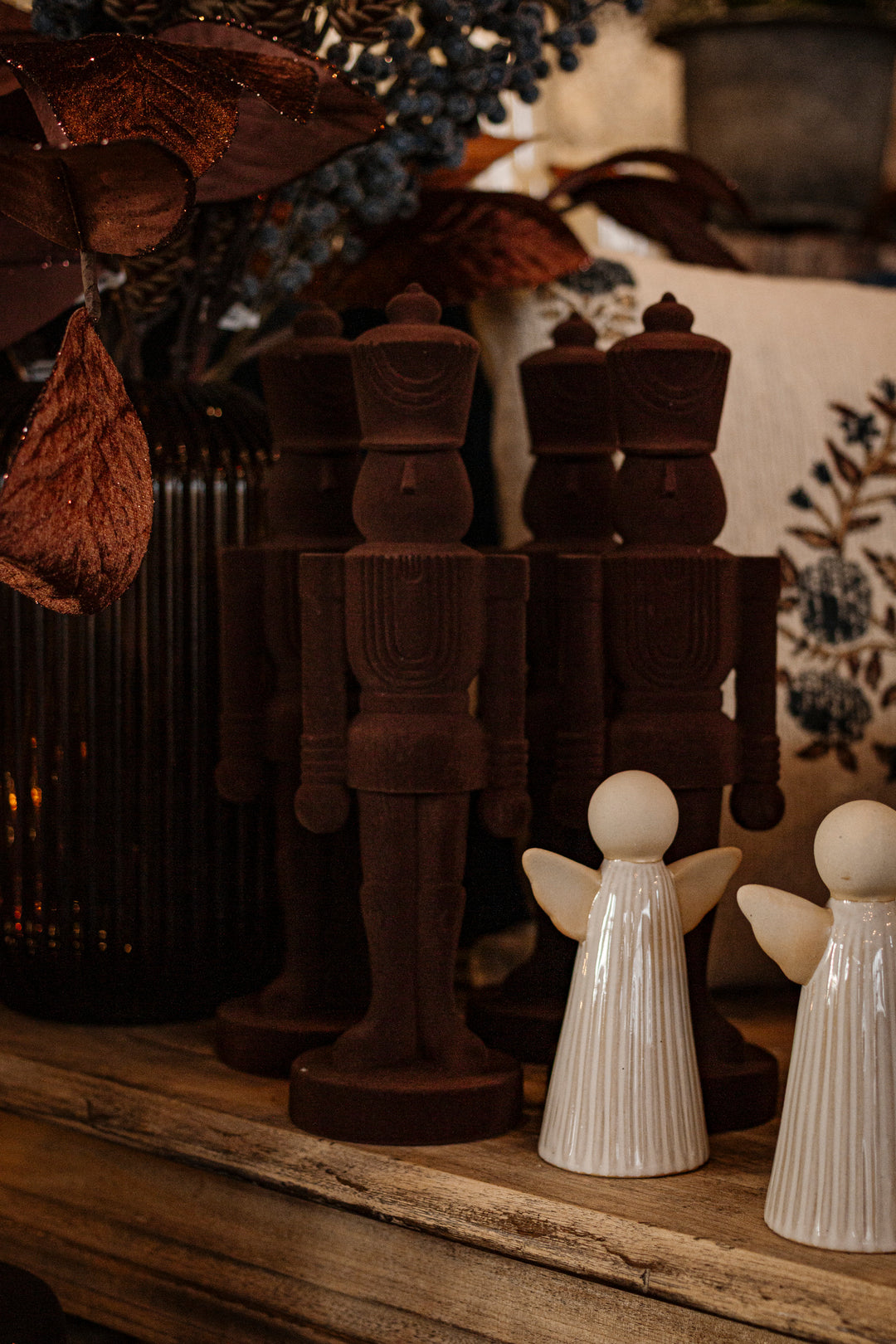 Matte Brown Velvet-Flocked Nutcracker