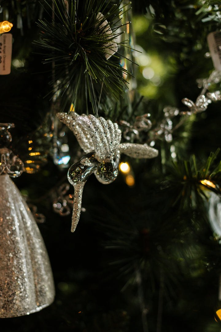 Silver Glass Hummingbird Ornament